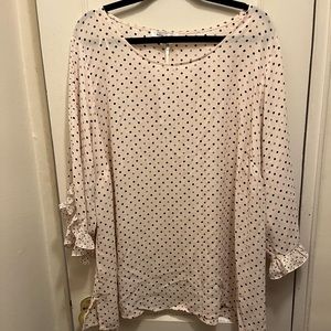 Rose + Olive polka dot ruffle sleeve blouse